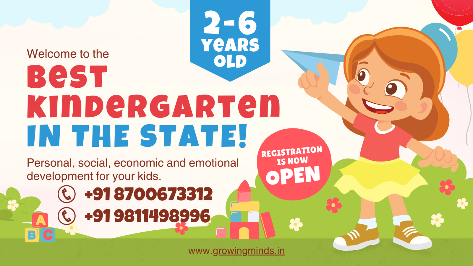 Colorful Illustrated Happy Child Kindergarten Registration & Admission Facebook Cover (4)